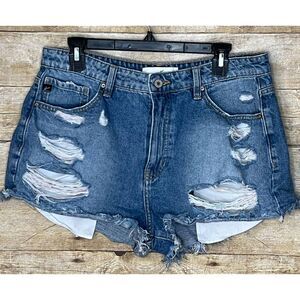 KANCAN HIGH RISE DISTRESSED FRAY HEM SHORTIE SHORTS CONCERT FESTIVAL SHORTS